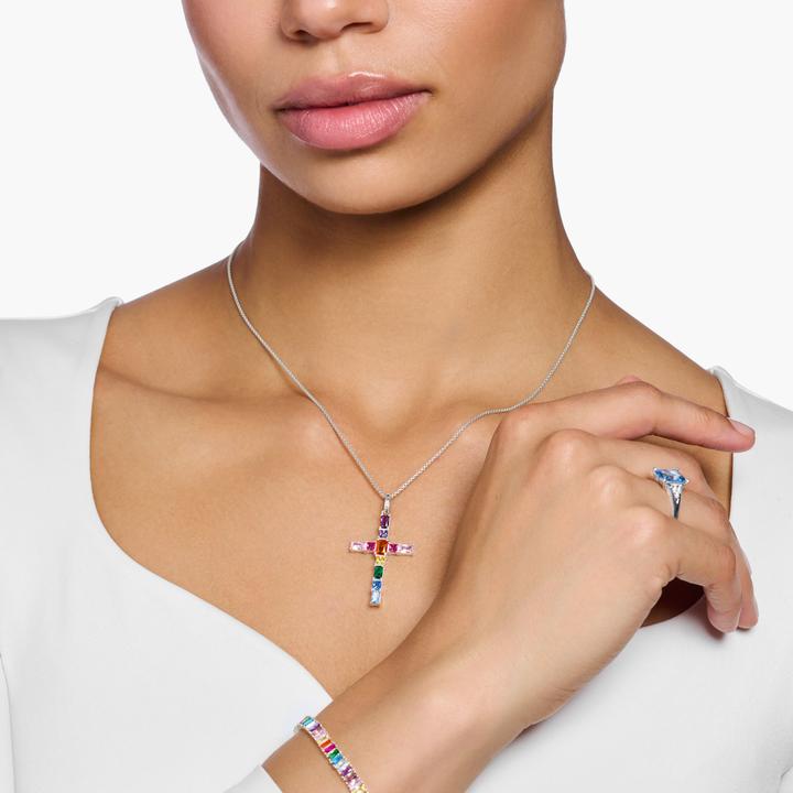 Produktbild Thomas Sabo Anhänger Kreuz bunte Steine silber (925er Silber)