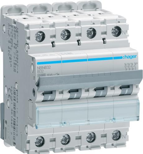 Produktbild Hager HAG NBN632 LS-Schalter 3P+N 10kA B-32A 4M