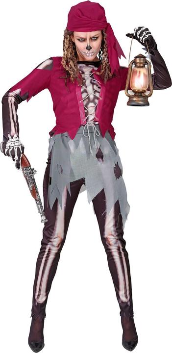 Immagine prodotto Widmann Costume da scheletro piratesco da donna con camicia, corsetto e gonna, leggings, foulard (XS)