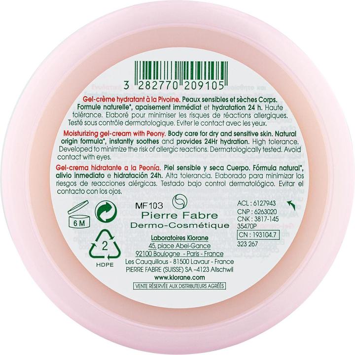 Produktbild Klorane Feuchtigkeitsspendende Gel-Creme mit Pfingstrose (Körpercreme, 200 ml)