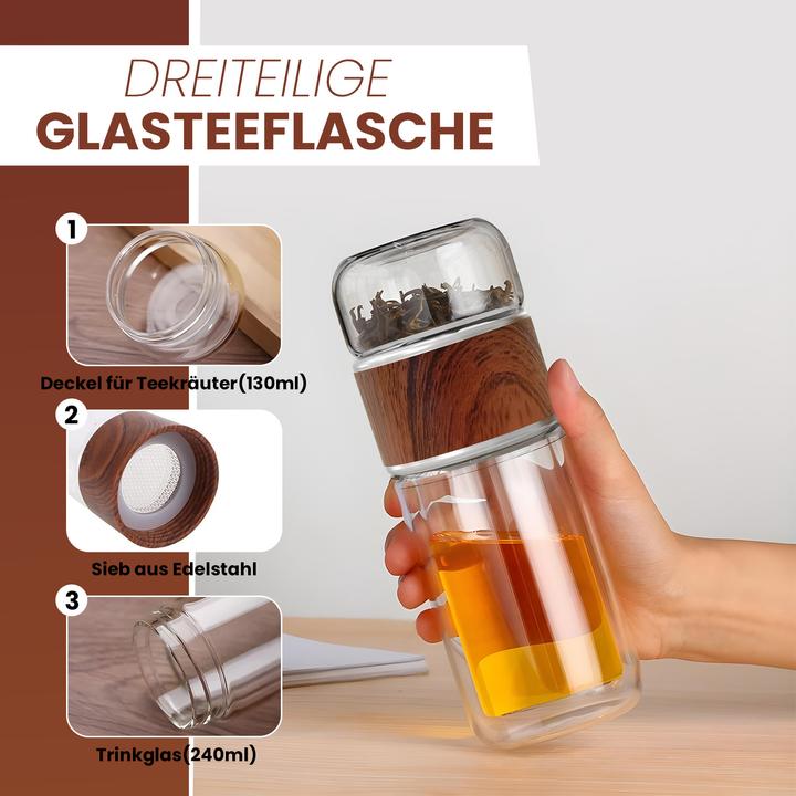 Produktbild Gewürzladen Näfels Drehbare Teeflasche aus hitzebeständigem Glas mit Teefilter - to go (0.24 l)