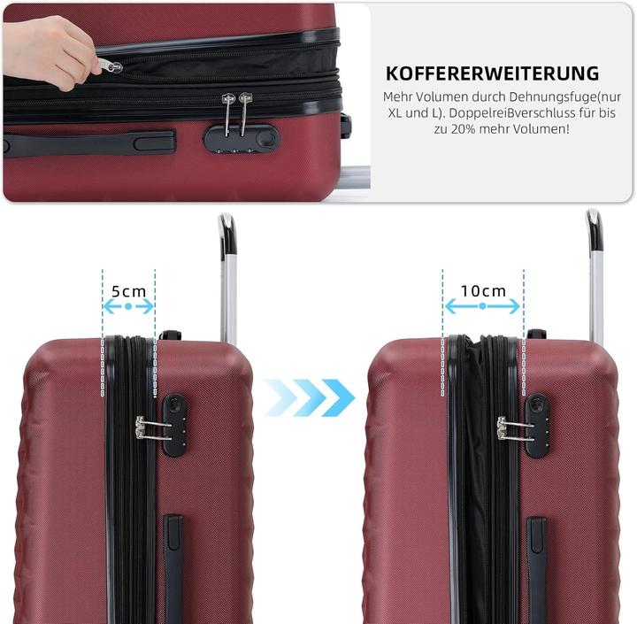 Produktbild Beibye 3-teiliges Hartschalenkoffer-Set (115 l, Handgepäck (bis 50l), M (50 - 90l), L (90 - 115l))