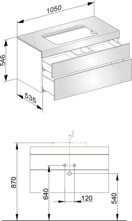 Image du produit Keuco Meuble sous-vasque EDITION 400 1050x546x535mm o HL-Boh we h verre ca kl (105 x 53.5 x 54.5 cm)