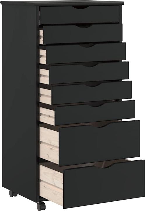 Immagine prodotto VidaXL Rollschrank mit Schubladen MOSS Schwarz Massivholz Kiefer