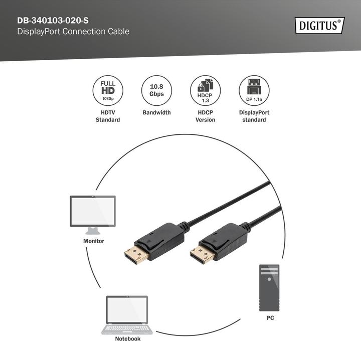 Productafbeelding Digitus DisplayPort - DisplayPort (2 m, DisplayPort)