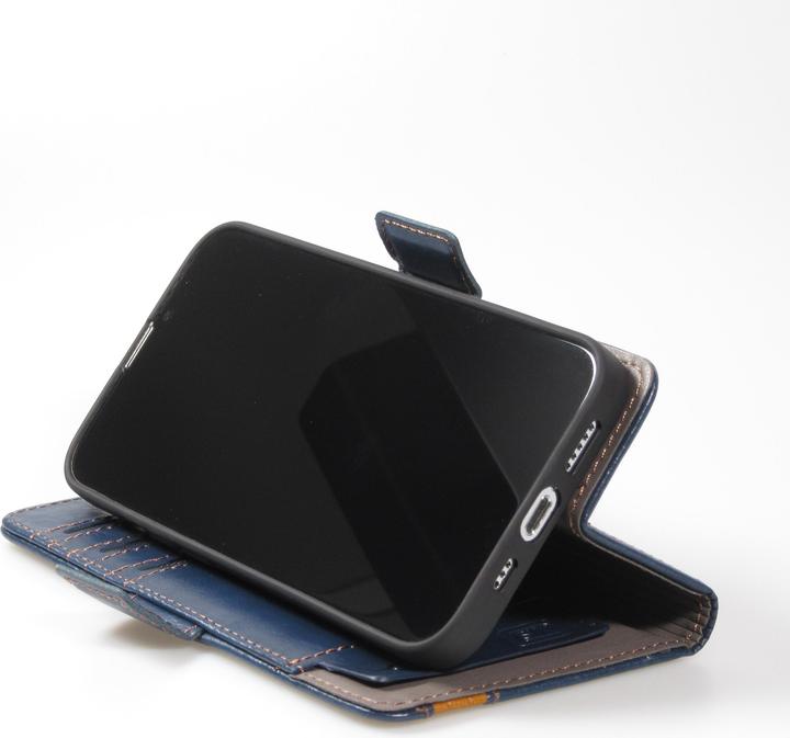 Produktbild PhoneLook Leder Tasche Flip Wallet mit Akzentstreifen & Kartenhalter (Apple iPhone 13 Pro Max)