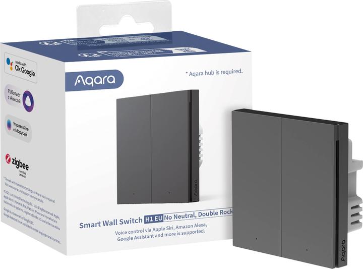 Produktbild Aqara Smart Wall Switch H1 Grau No Neutral, Double Rocker (Zigbee)