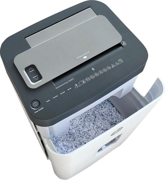 Image du produit HP Pro Shredder Auto 200CC Destructeur coupe croisée P-4, 4 x 20 mm, jusqu'à 200 feuilles, noir (Coupe de particules)
