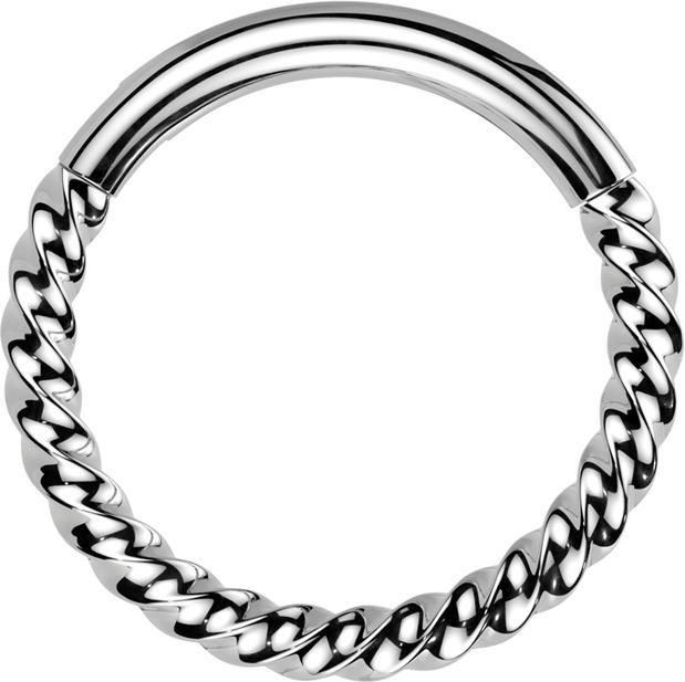 Star Piercing Micro Segmentring klappbar geflochten silber (Titan G23)