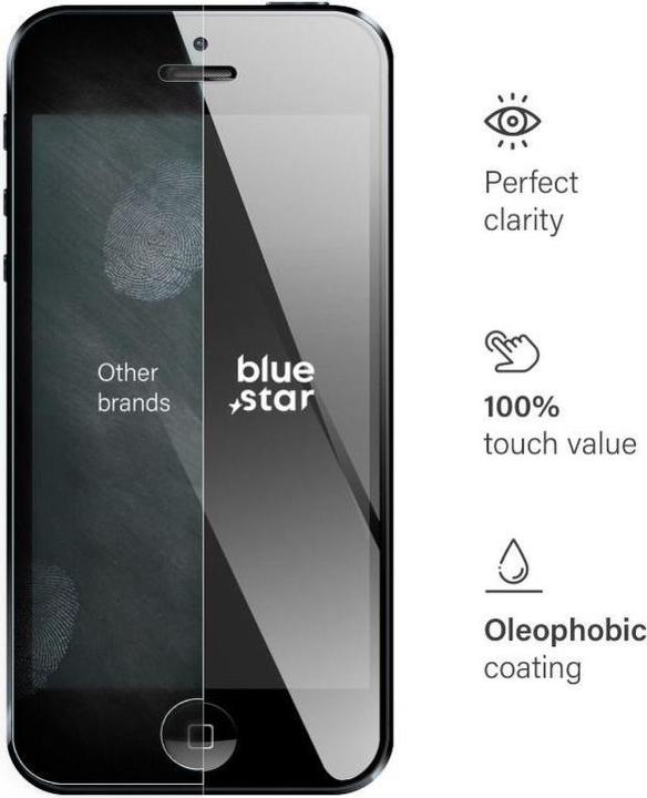 Actual product image Protective glass Blue Star Tempered Glass Blue Star - IPHONE 5/5S (1 Piece, Apple iPhone 5)