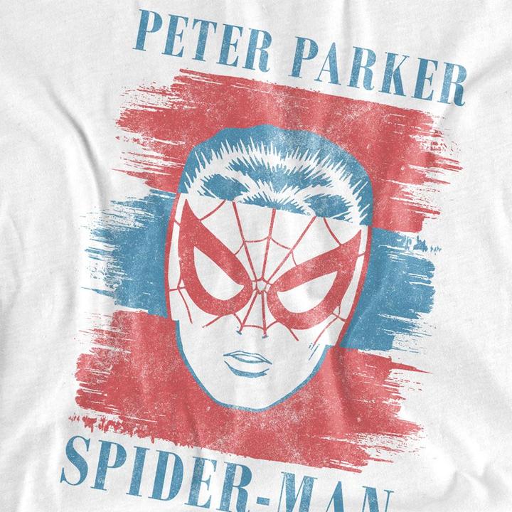 Actual product image Spiderman Unisex Adult Peter Parker Striped T-Shirt (M)