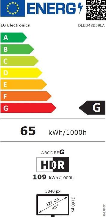 Energy Label LG OLED48B59LA (48", B5, OLED, 4K, 2025)