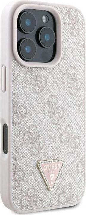 Actual product image Guess GUHCP16XP4TDPP iPhone 16 Pro Max 6.1" różowy/pink hardcase Leather 4G Triangle Strass MagSafe (Apple iPhone 16 Pro Max)