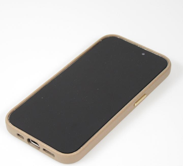 Actual product image PhoneLook Coque Cuir de veau luxe grainé intégral avec boutons métalliques et MagSafe (Apple iPhone 14 Pro)