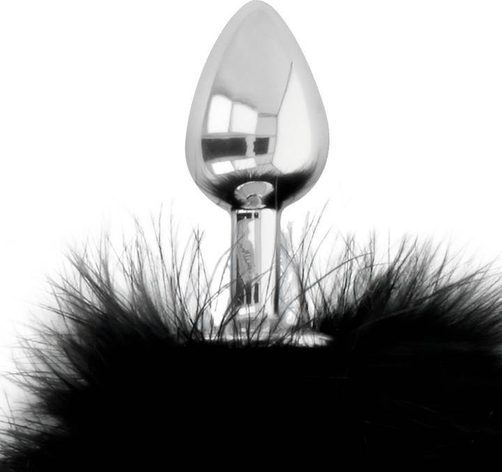 Actual product image Darkness Metal Anal Plug with Black Rabbit Tail