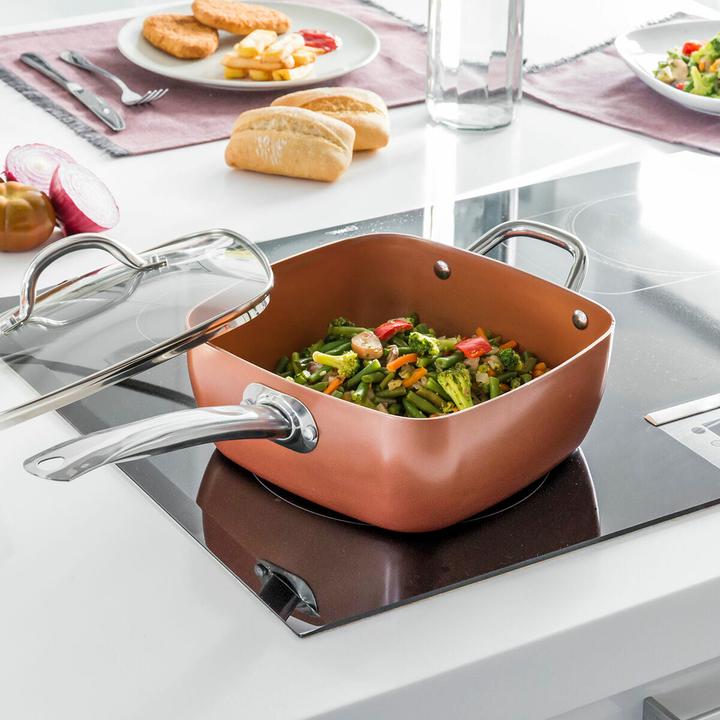 Actual product image InnovaGoods Braising pan with accessories - copper (Casserole + Stewpot, Ceramic, Aluminium)