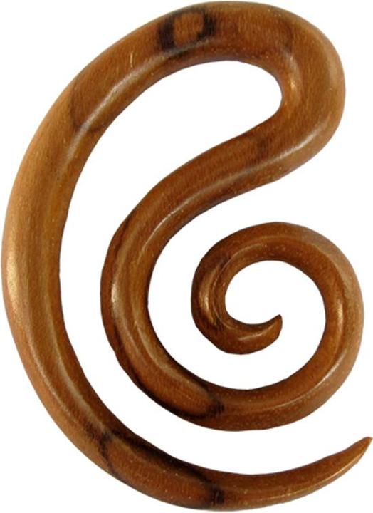Produktbild Star Piercing Ohrgewicht Spiralen Mond aus Teakholz (Organisch, ohne Messing)