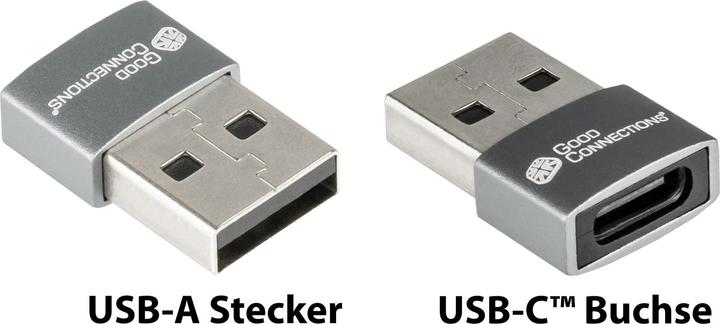 Immagine prodotto Good Connections Adattatore da spina USB 2.0 A a presa USB-C custodia in alluminio grigio (USB-C, USB-A)