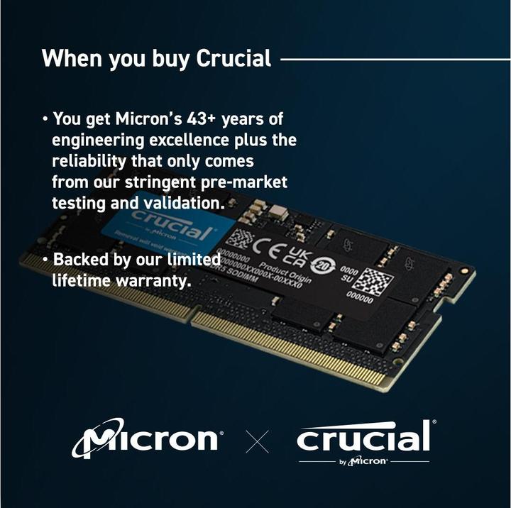 Produktbild Crucial CT16G56C46S5 (1 x 16GB, 5600 MHz, DDR5-RAM, SO-DIMM)