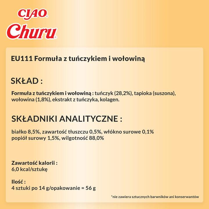 Image du produit Inaba Churu Chicken with Beef Recipe - Traiter le chat - 4x14 g (Senior, 4 pcs, 56 g)