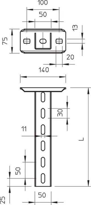 Actual product image OBO Bettermann OBO US 5K/110 FT 1100mm U-Hang Handle with Head Plate