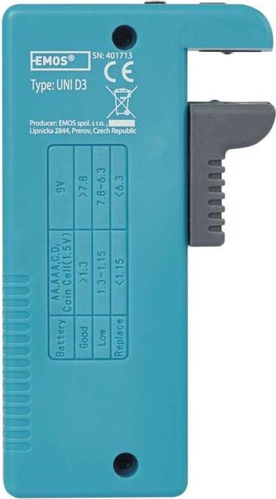 Image du produit Emos Testeur de piles AA, AAA, C, D, 9V, piles bouton