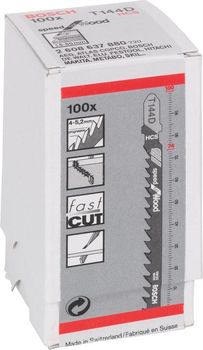 Produktbild Bosch Professional Zubehör Stichsägeblatt T 144 D Speed for Wood, 100er-Pack