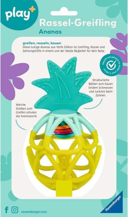 Produktbild Ravensburger 4869 play+ Rassel-Greifling: Ananas, Zahnungshilfe, Silikon Baby-Spielzeug ab 0
