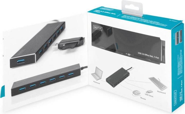 Produktbild Digitus Hub 7-port USB 3.0 SuperSpeed, Power Supply, HQ aluminum (USB-A, 7 Ports)