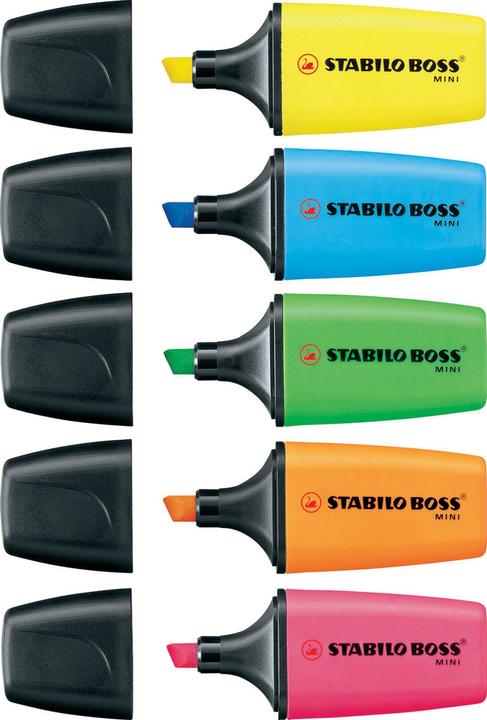 Produktbild STABILO BOSS MINI Textmarker (Gelb, Grün, Orange, 2 mm, 3 x)