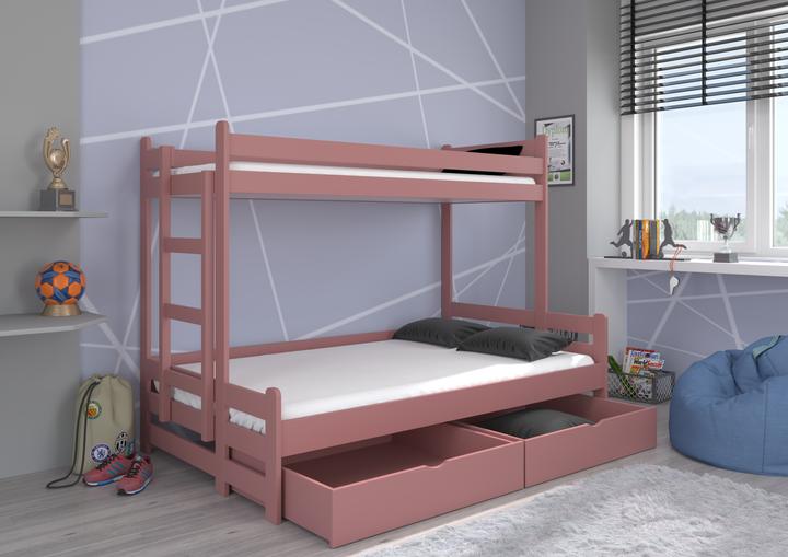 Actual product image ADRK Furniture Bunk Bed Triple with Mattresses BENITO 200x80 (200 x 80 cm)