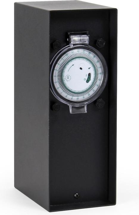 Immagine prodotto Wiltec Presa da giardino doppia in acciaio inox con timer, presa da esterno IP44 con orologio