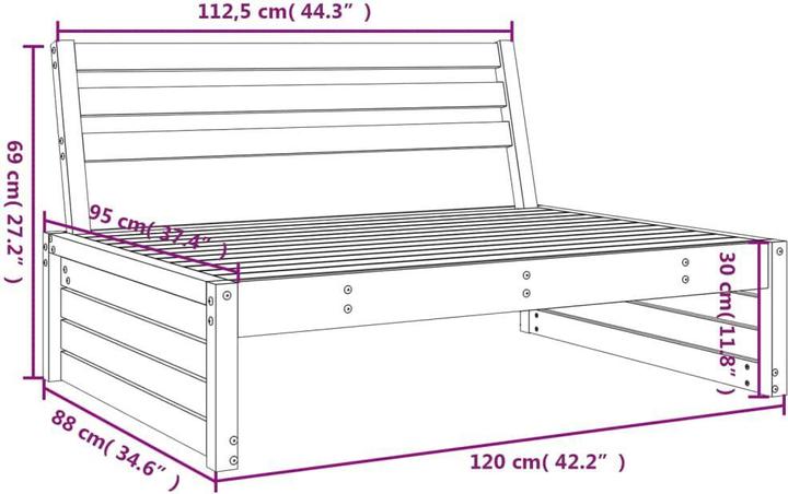 Image du produit VidaXL Garten-Mittelsofa 120x80 cm Massivholz Douglasie,Material