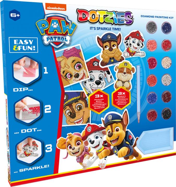 Image du produit Diamond Dotz DOTZIES® Original Diamond Painting Set Paw Patrol avec 6 motifs : 3 tableaux 15x15cm, 3