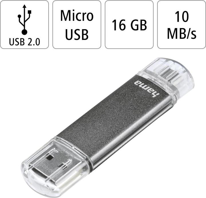 Produktbild Hama Laeta Twin (16 GB, Micro USB, USB-A, USB 3.0)