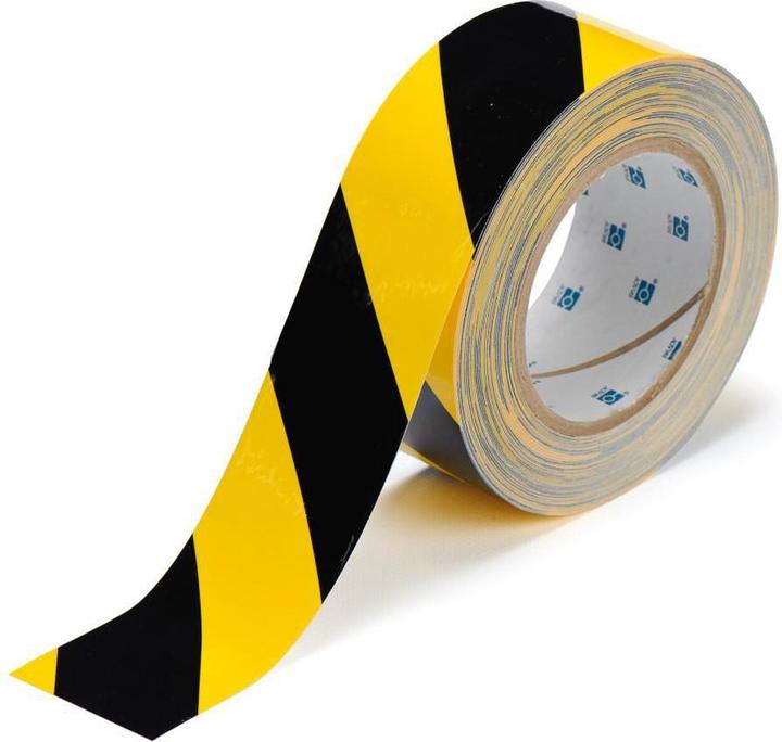 Actual product image Brady B-505, ToughStripe COLD, floor marking tapes, polyester, black/yellow, 50.80 mm x 30.48 m (50.80 mm)