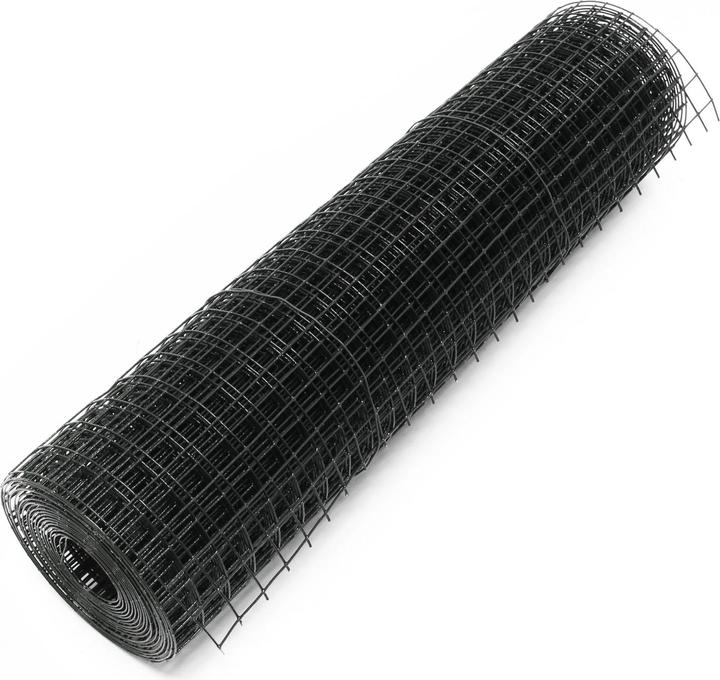Immagine prodotto Wiltec Rete metallica nera 12x12mm Quadrati 10m Rotolo, 50cm Larghezza, in acciaio zincato rivestito in PVC