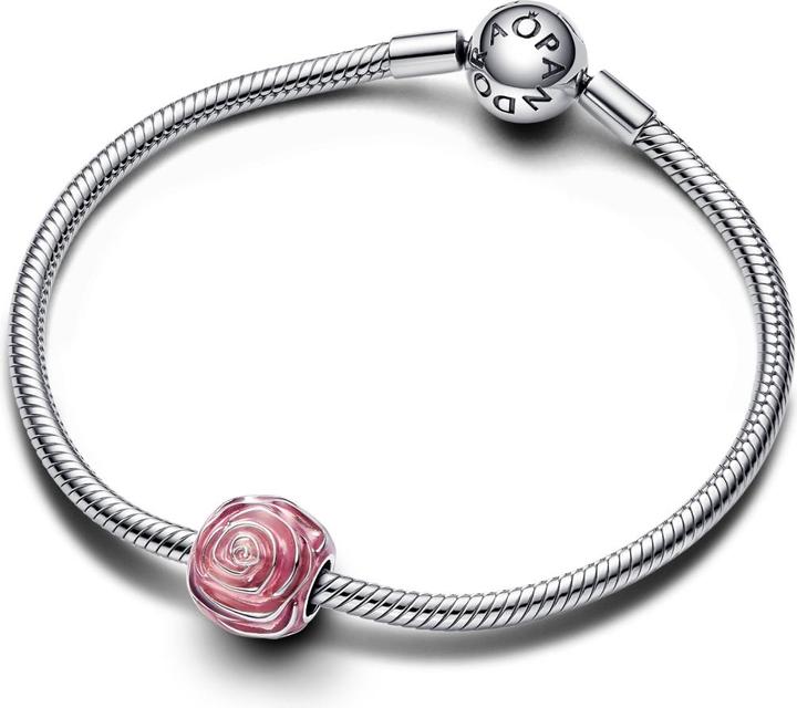 Image du produit Pandora Charm rose rose en fleur (Argent massif, Émail)