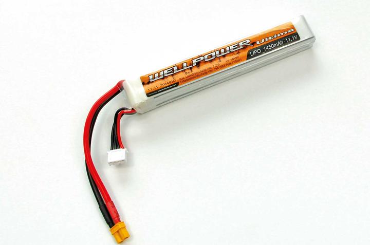 Wellpower lipo battery ultima 1450 mah / 11.1 volt 3s "slim" 20/40c xt-30 (11.10 V, 1450 mAh)