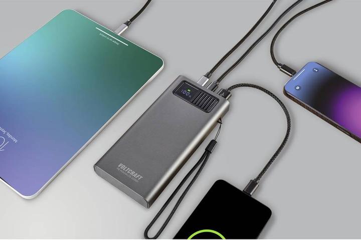 Actual product image Voltcraft PB PD65WLCD-20000 Powerbank 20000 mAh Fast Charge, Power Delivery 2.0 LiPo Grey (metallic) (20000 mAh)