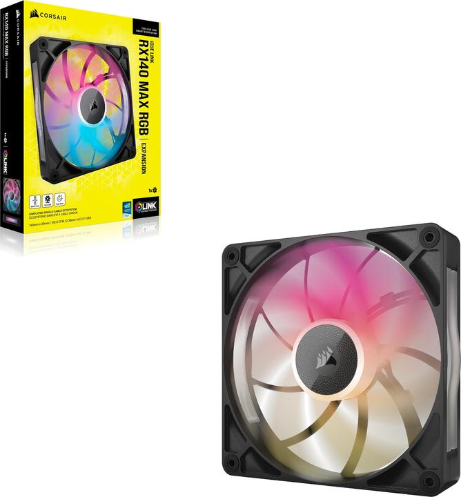 Produktbild Corsair RX MAX RGB Series, iCUE LINK RX140 MAX RGB, 140mm RGB Fan, Single Fan (140 mm, 1 x)