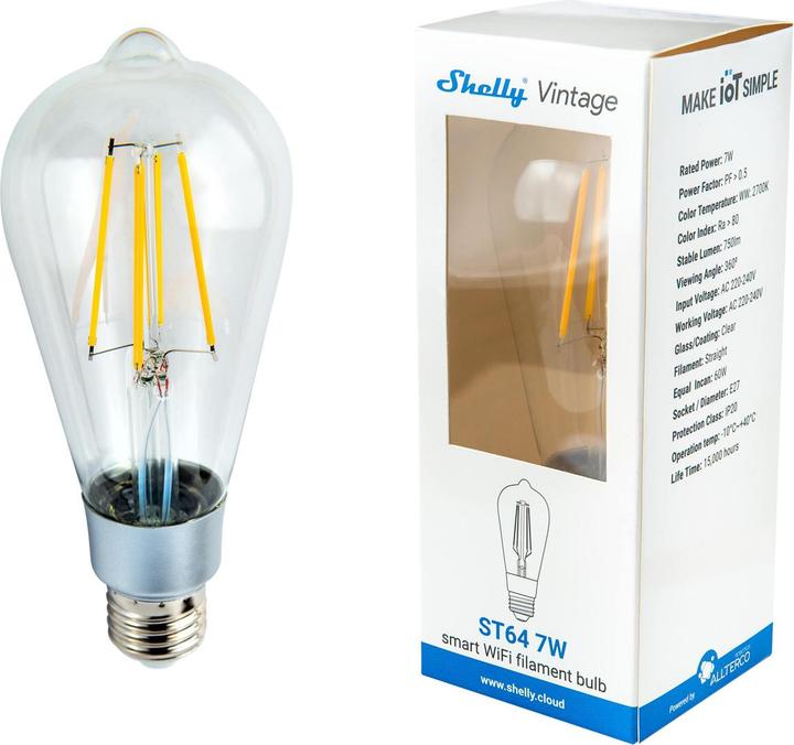 Actual product image Shelly Vintage E27 ST64 (E27, 7 W, 750 lm, 1 x, E)