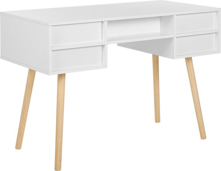 Image du produit Beliani Bureau blanc 110 x 55 cm 4 tiroirs LEVIN (110 x 55 x 78 cm)
