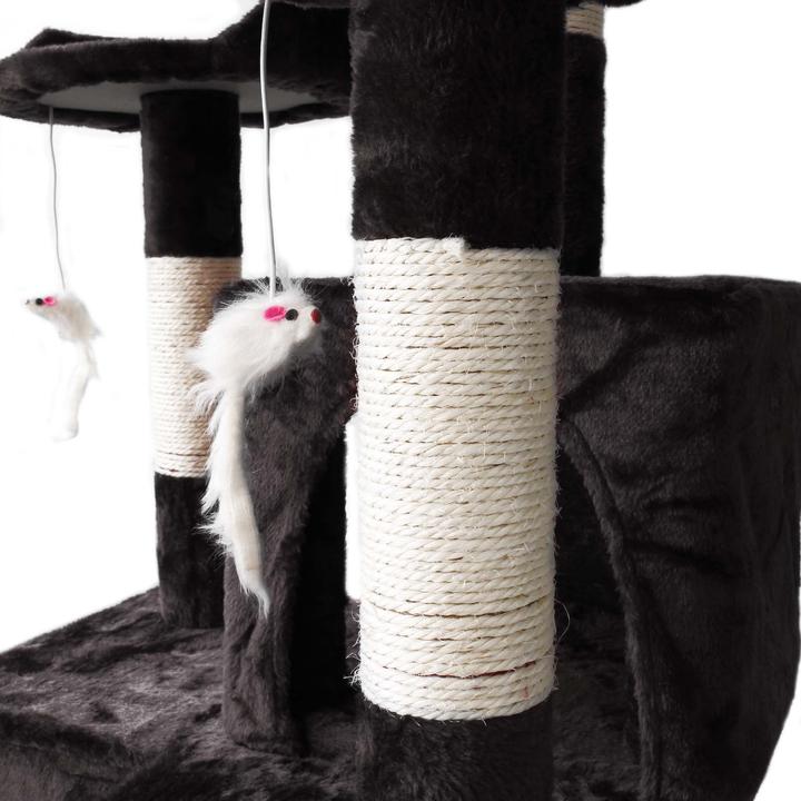 Actual product image Wiltec Cat Tree Scratching Post Climbing Tree in Black 170cm with Platforms Caves and Ramps (170 cm, Black)
