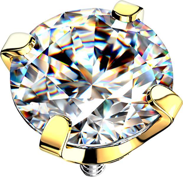 Produktbild Star Piercing Dermal Anchor vergoldet Kristall silber gefasst (ohne Messing, Chirurgenstahl 316L)