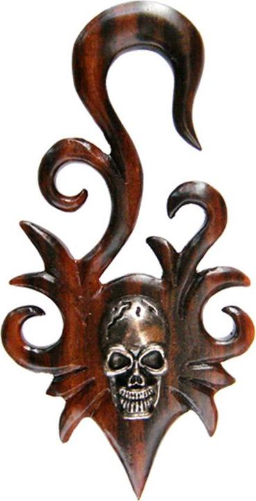 Immagine prodotto Star Piercing Teschio a forma di gancio per orecchio in legno di Narra (Ottone, Organico)