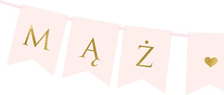 Actual product image Partydeco Banner Mąż Żona, light pink, 15 x 110 cm (1 pkt / 1 pc.)