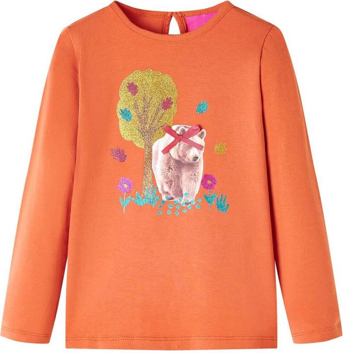 Image du produit VidaXL T-shirt manches longues enfant orange foncé 128,Matière : 95 (128)