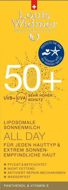 Actual product image Louis Widmer ALL DAY 50+ sunscreen perfumed tube (Suntan cream, SPF 50+, 100 ml, 135 g)