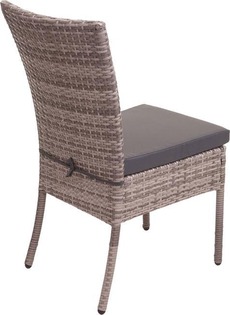 Image du produit Swisshandel24 Poly-Rattan Garniture, Set de balcon/lounge, 4xchaise+table, 120x75cm - gris, coussin gris foncé (120 cm)